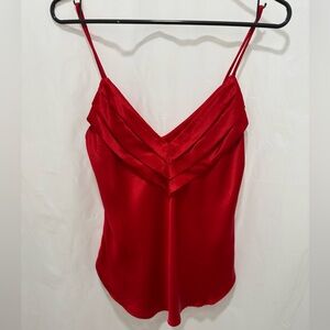 Y2K Vintage Satin Red Tank size 9/10 David Howard Climax Karen Okada 90’s 00’s